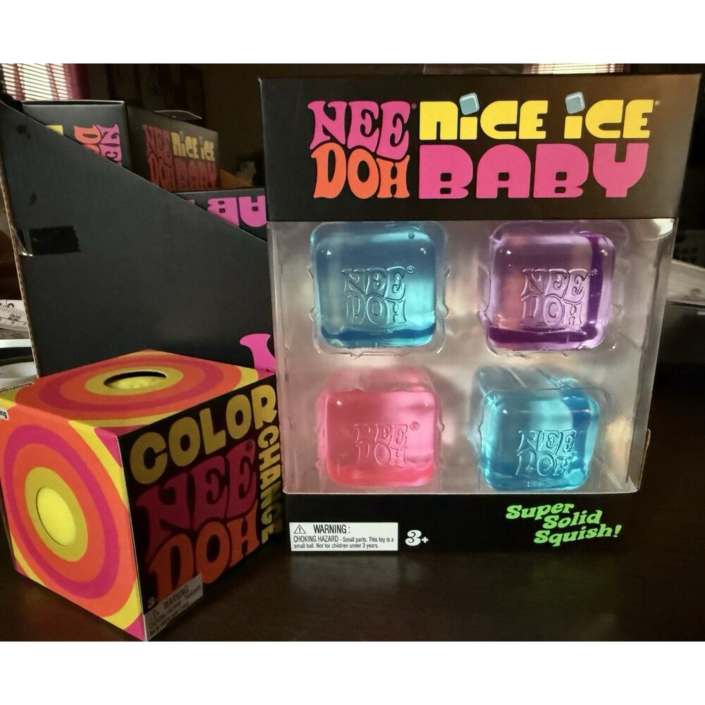 Lot Of 2 NEW SCHYLLING NEEDOH COLOR CHANGING BALL Yellow & Nee Doh Nice Ice Baby
